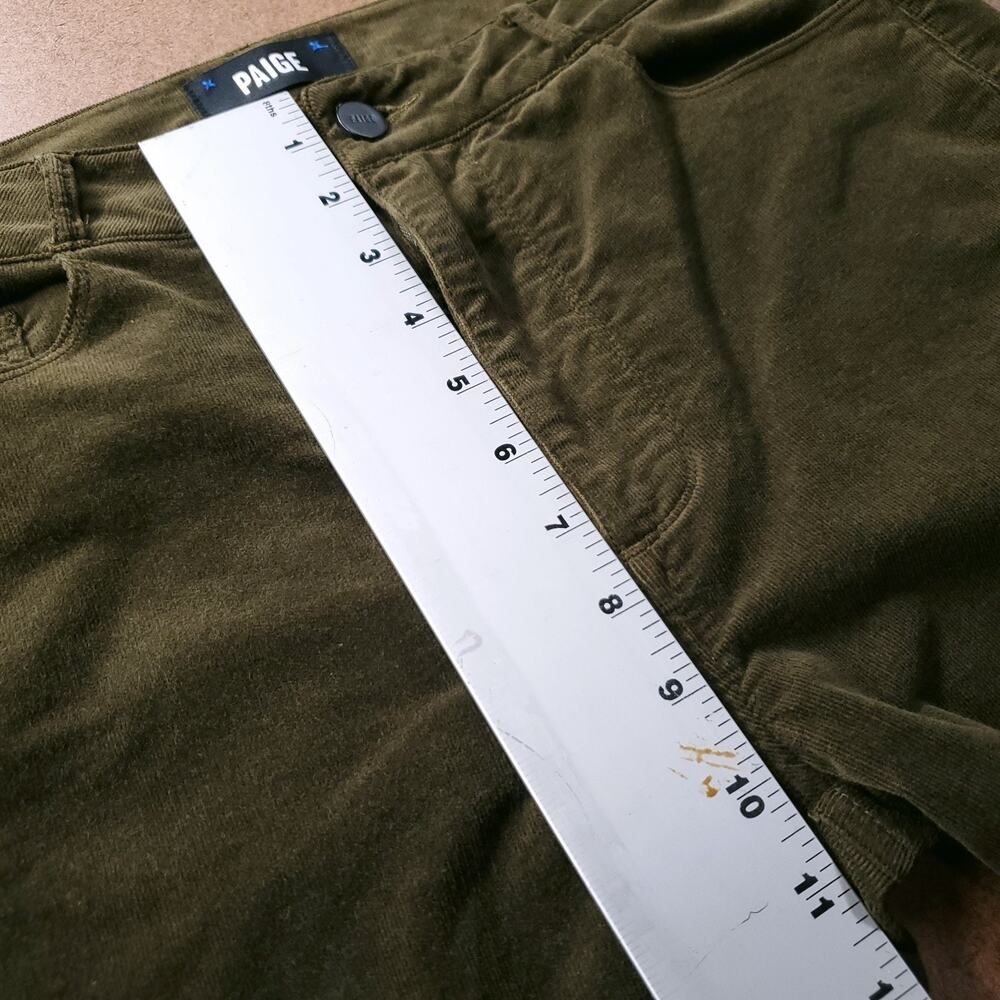 Paige Genevieve Flare Corduroy Pants Stretch Women 30 Dk Brushed Olive 70s Boho - Picture 7 of 15